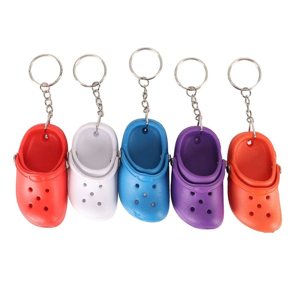 4588 20Pcs Mini Croc Shoe Keychain Slipper Key Ring Cute for Backpacks